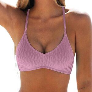 CUPSHE Women's V-Neck Bikini Top Criss Cross Self Tie Dusty Pink Size M
